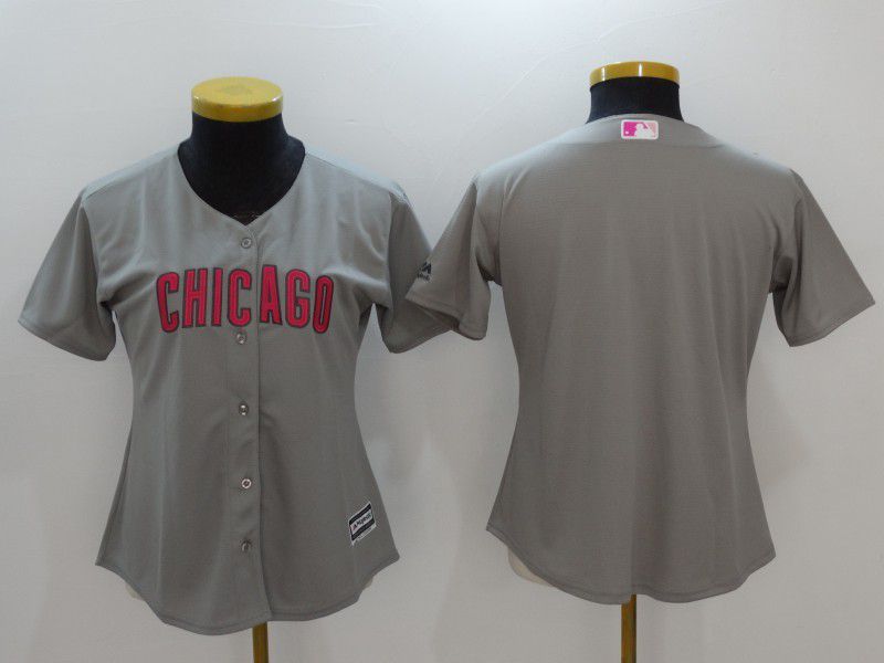 Women 2017 MLB Chicago Cubs Blank Grey Mothers Day Jerseys->los angeles dodgers->MLB Jersey